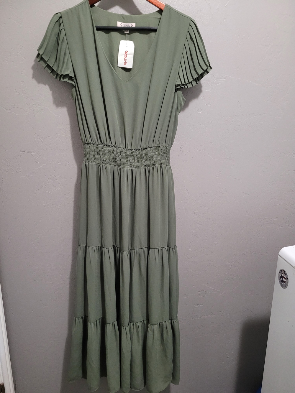 Nanette Lepore Sage Green Tiered Maxi Dress